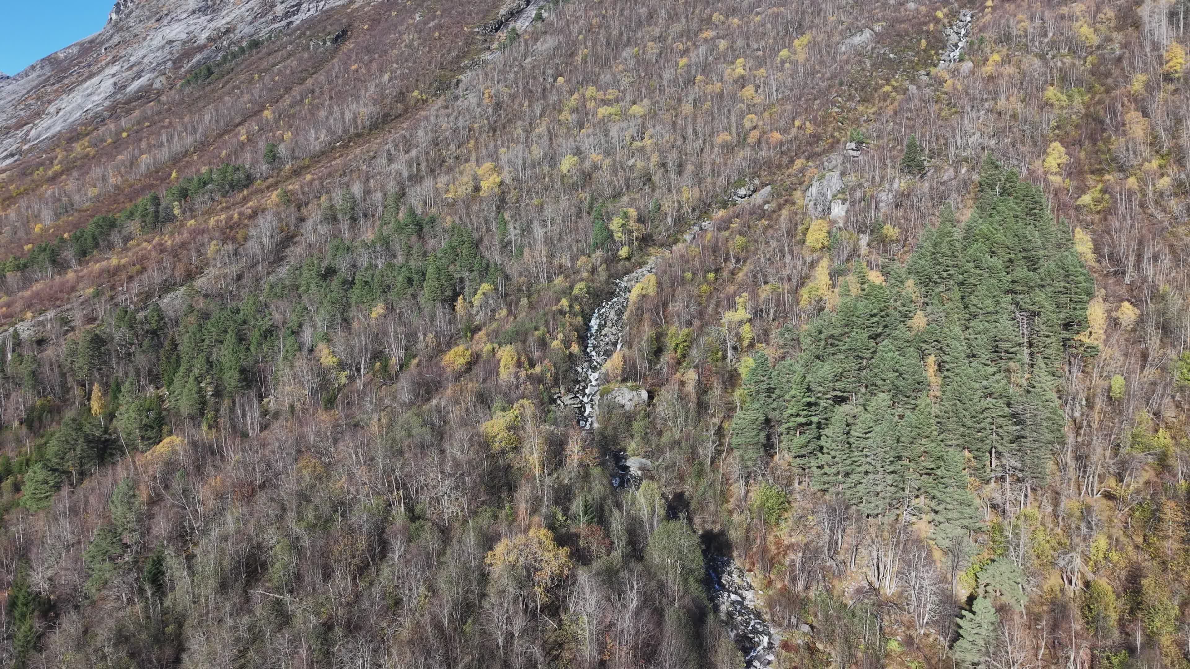 Aerial View of Mountain Waterfall in Autumn Free Stock Video Footage ...