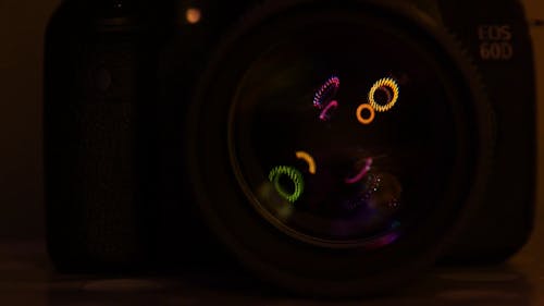 Psychedelic Lights Flashing on to a Camera Lens