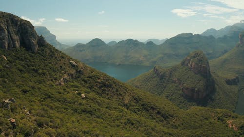 Drone Footage of a Lake Surrounded by Mountains