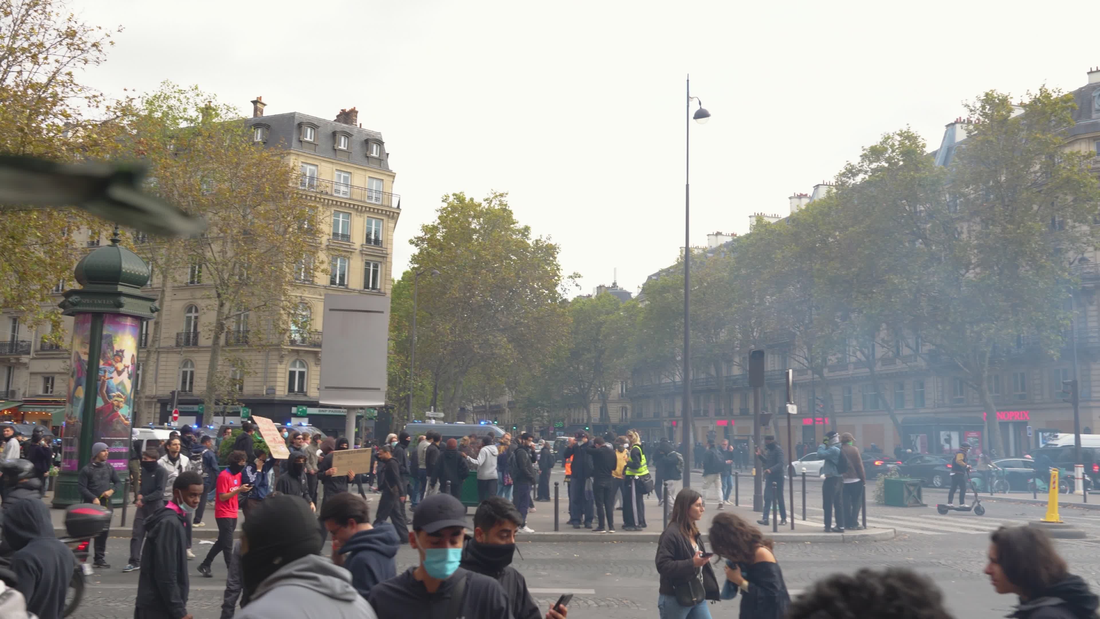 Street Protest in Autumn Paris Free Stock Video Footage, Royalty-Free ...