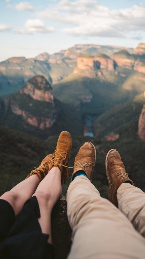 A Shot of Footwear with Landscape Background
