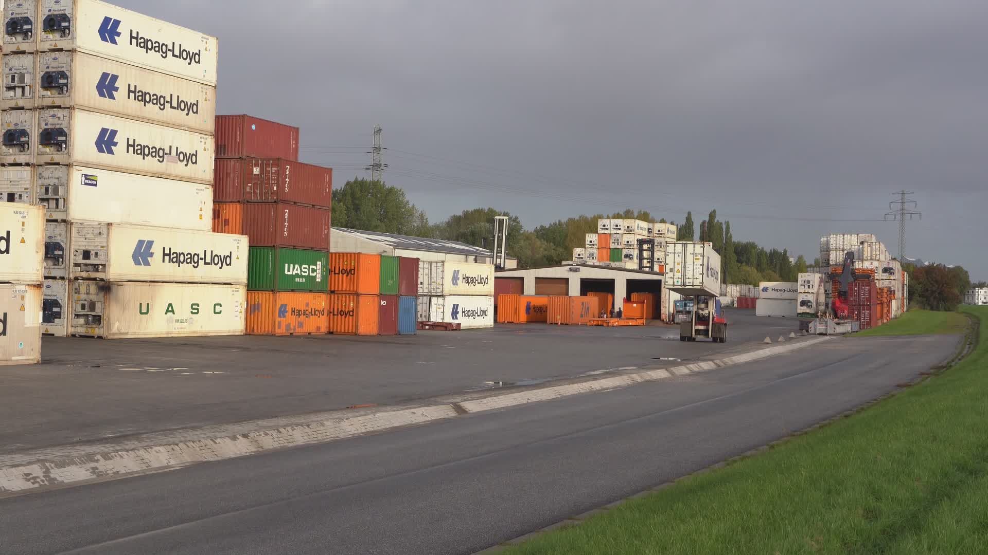 Shipping Containers at Hamburg Port Terminal Free Stock Video Footage ...