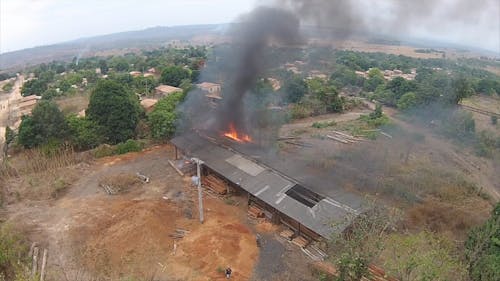 Drone Footage of a Burning Lumberyard