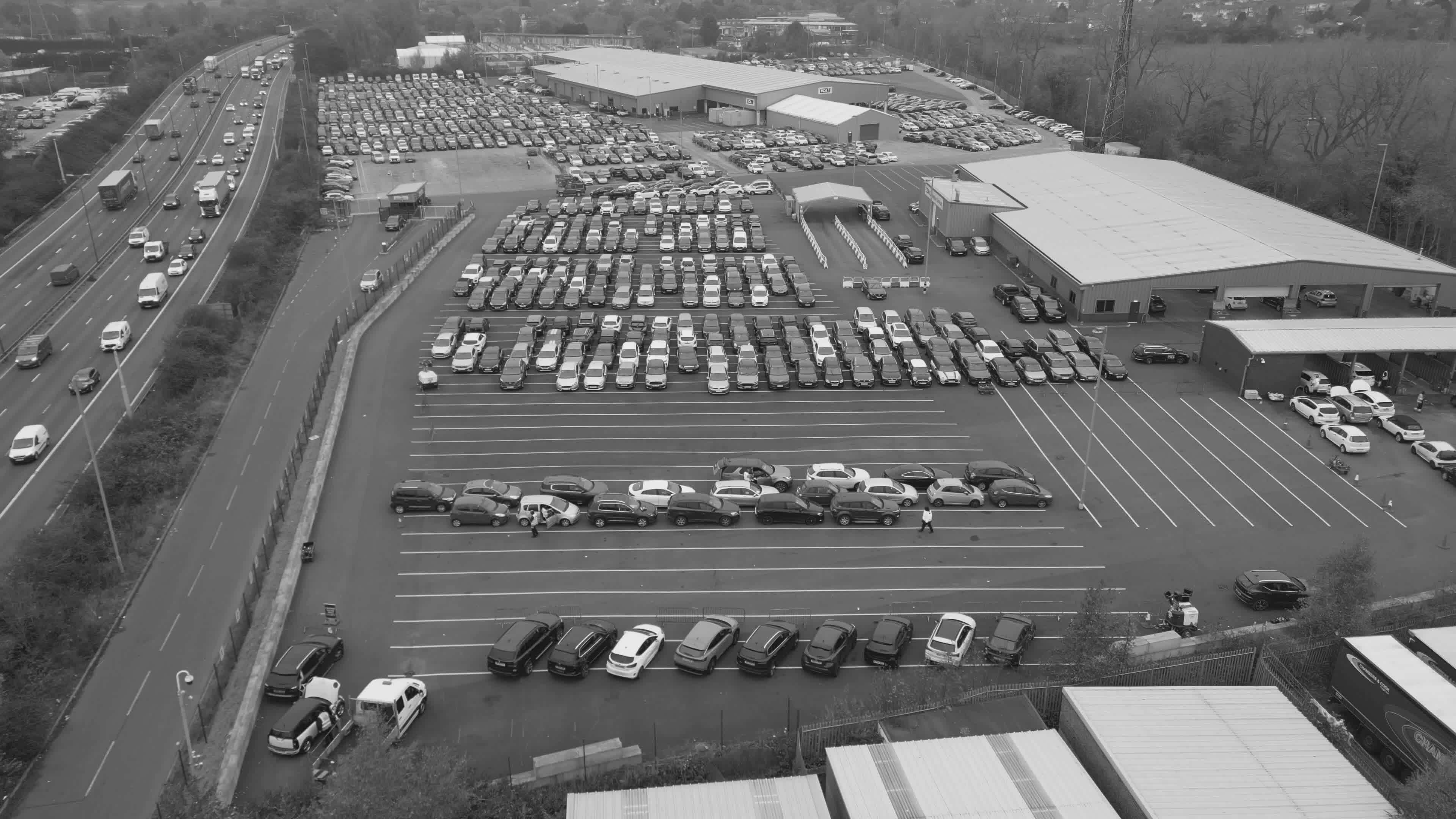 Aerial View of Large Parking Lot with Cars Free Stock Video Footage ...