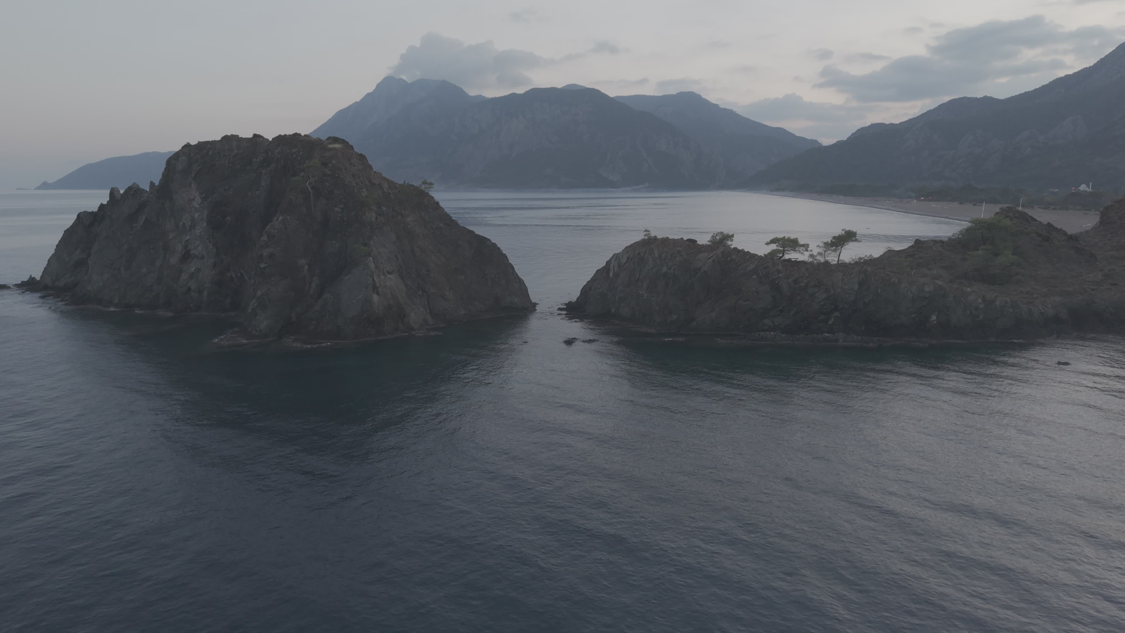 Dramatic Coastal Landscape Aerial View Free Stock Video Footage ...