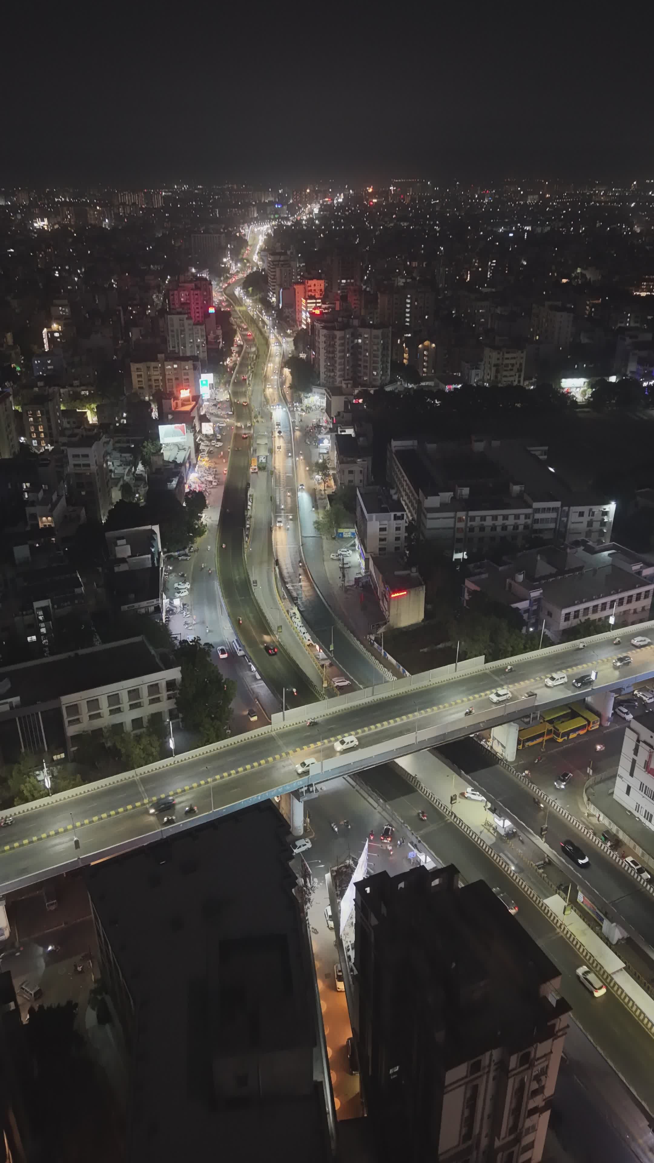Nighttime City Traffic Aerial View Free Stock Video Footage, Royalty ...