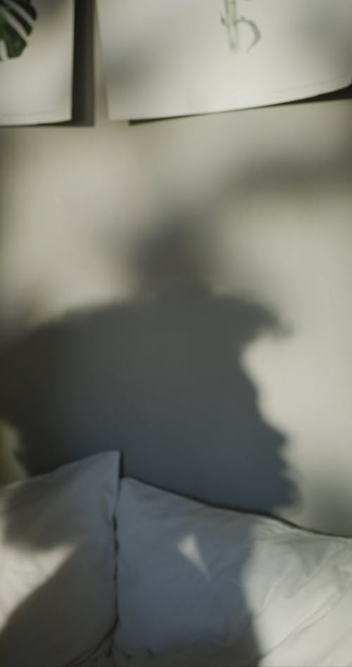 A Woman Moving Shadow On The Wall