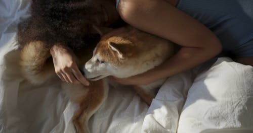 Woman Playing with her Dog