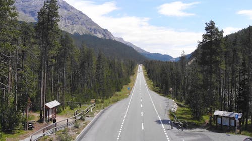 Drone Footage Of A Valley Road In The Swiss Alps