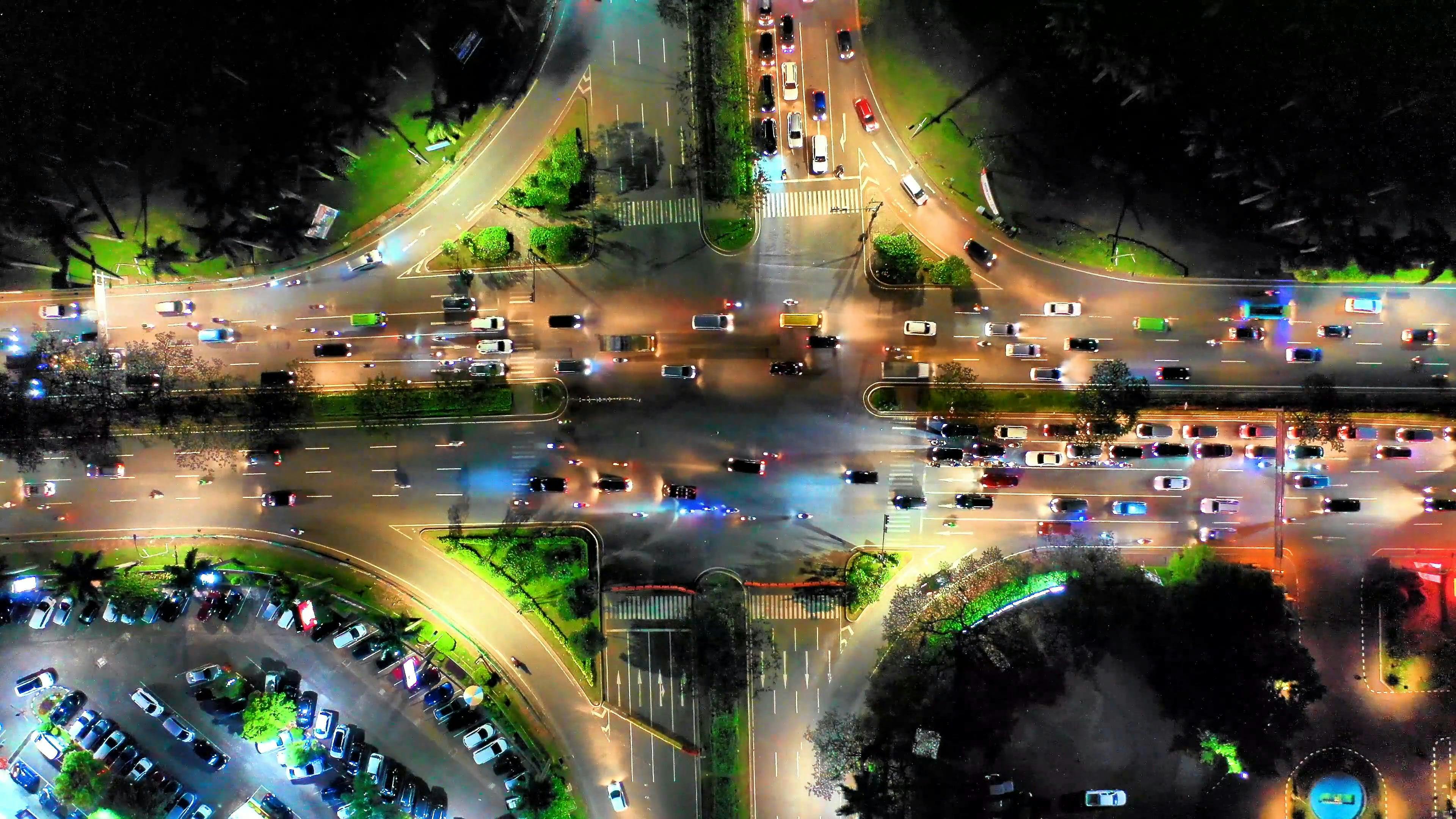 Aerial View Of A Busy Road · Free Stock Video