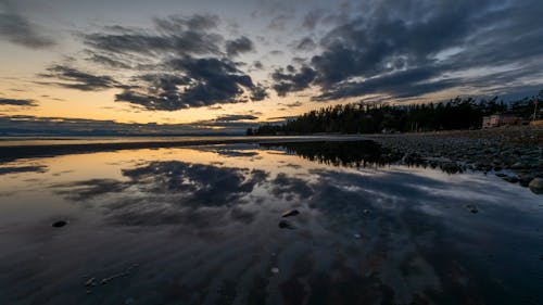 A Scenic View Of The Sunrise From The Shore