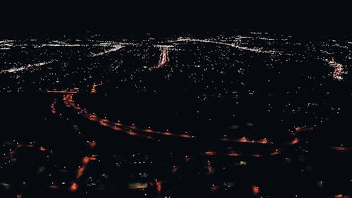 Aerial View Of Cityscape At Night