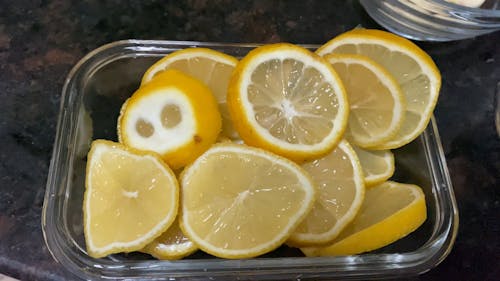 Lemon Slices On A Glass Tray
