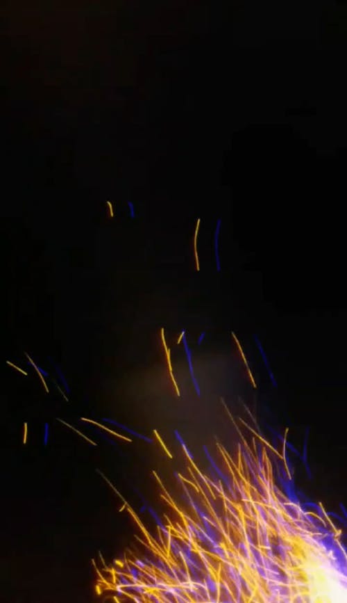 Fire Sparkles Ignited From A Bonfire