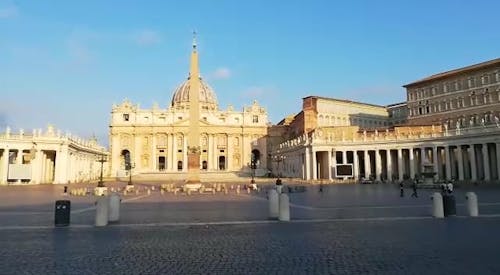 Pan Shot of the Vatican Church Surroundings