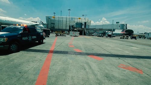 A Shot of the Airport from a Moving Vehicle