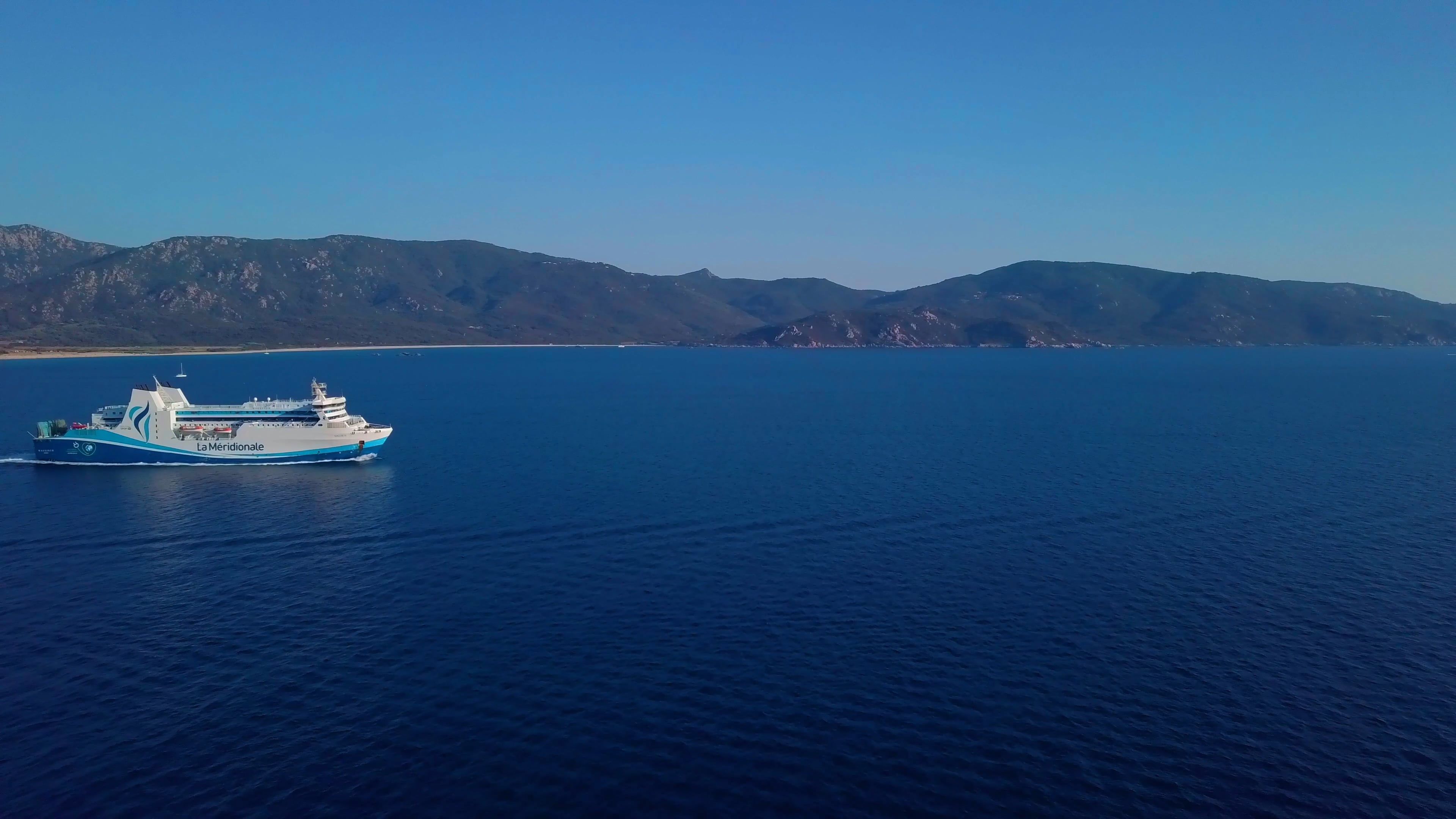 A Beautiful View of a Ferry in the Ocean Free Stock Video Footage ...