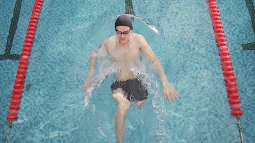 A Man Swimming in the Pool