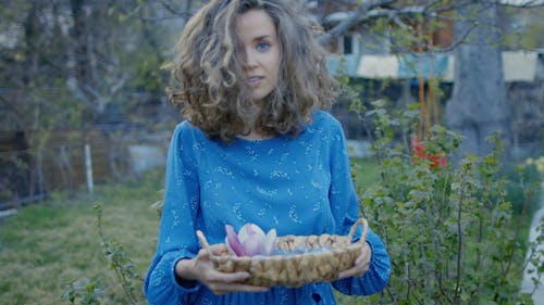 Smiling Woman with Easter Eggs