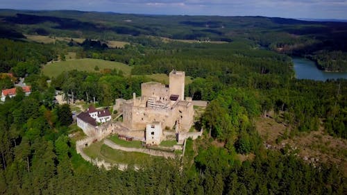 Drone Footage Of An Old Castle On The Hilltop