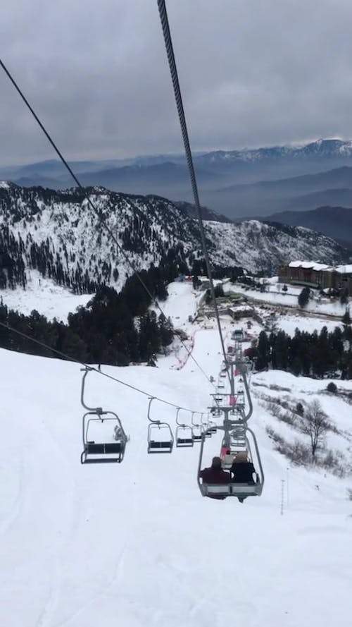Cable Cars Use To Transport Skier Up The Mountain