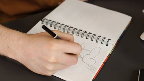 Close-up View Of Person Drawing On Notebook