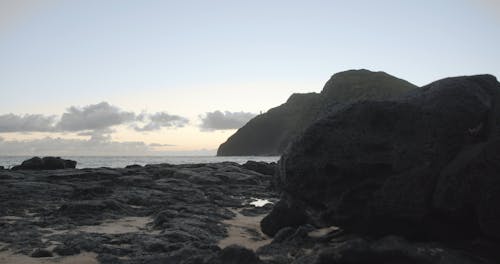 Pan Shot of a Rocky Shore