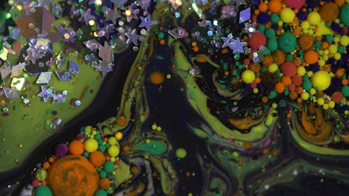 Close-up View Of Mixture Of Paints And Art Materials 