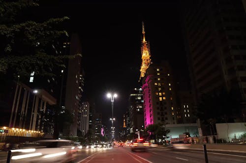 Time-Lapse Video of a Busy Street at Night