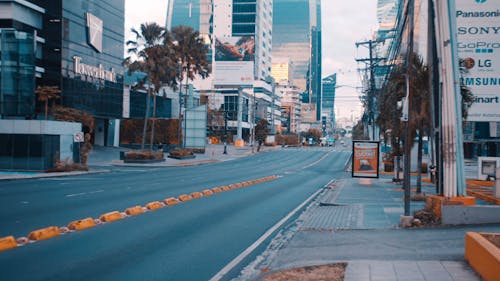 A Shot of an Empty Street in the City Center