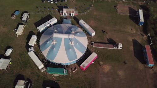 Rotating Aerial Footage Of A Giant Tent