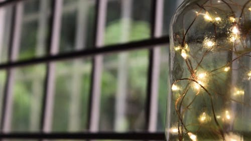 String Lights Inside A Glass Container