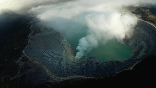 Drone Footage Of A Volcanic Crater