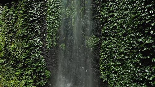A Waterfall Cascading Down The Cliff