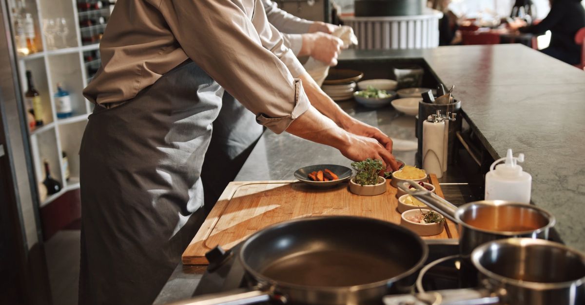Cooking Anner A man in an apron cooking food in a kitchen Free Stock Video Footage ...