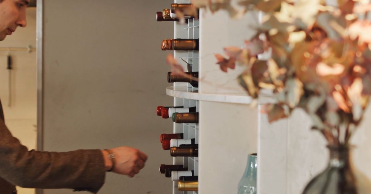 Wine Rack Scene A man standing in front of a wine rack Free Stock Video Footage ...