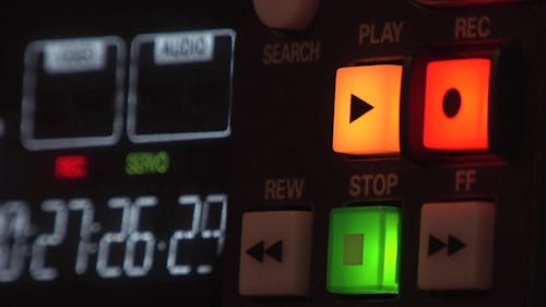 Close-up Footage Of A Video Recording Machine Control Panel