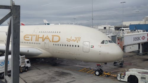 Grounded Etihad Airplane at the Airport