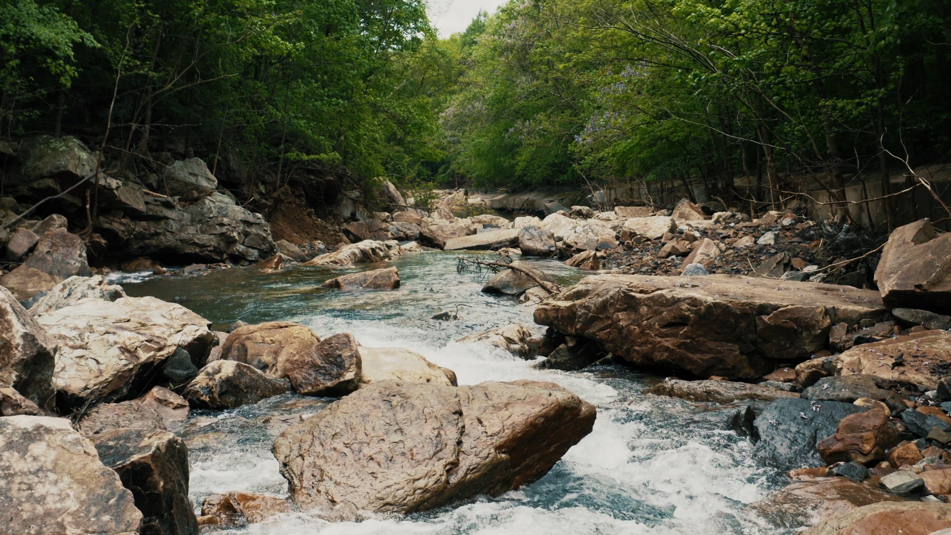 Drone Shot of Cascading Water in the River Free Stock Video Footage ...