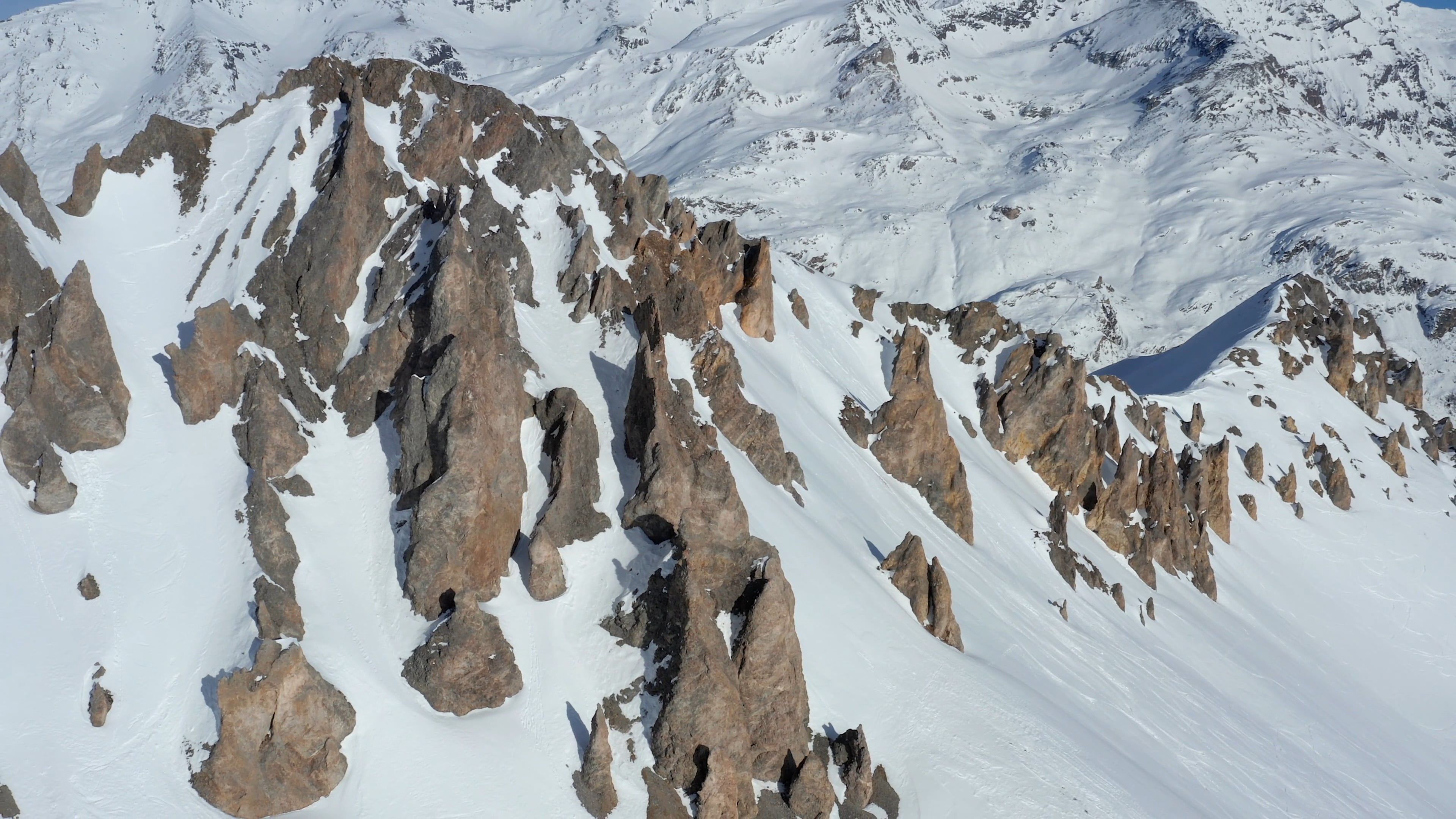 Drone Footage of Mountain Covered with Snow Free Stock Video Footage ...