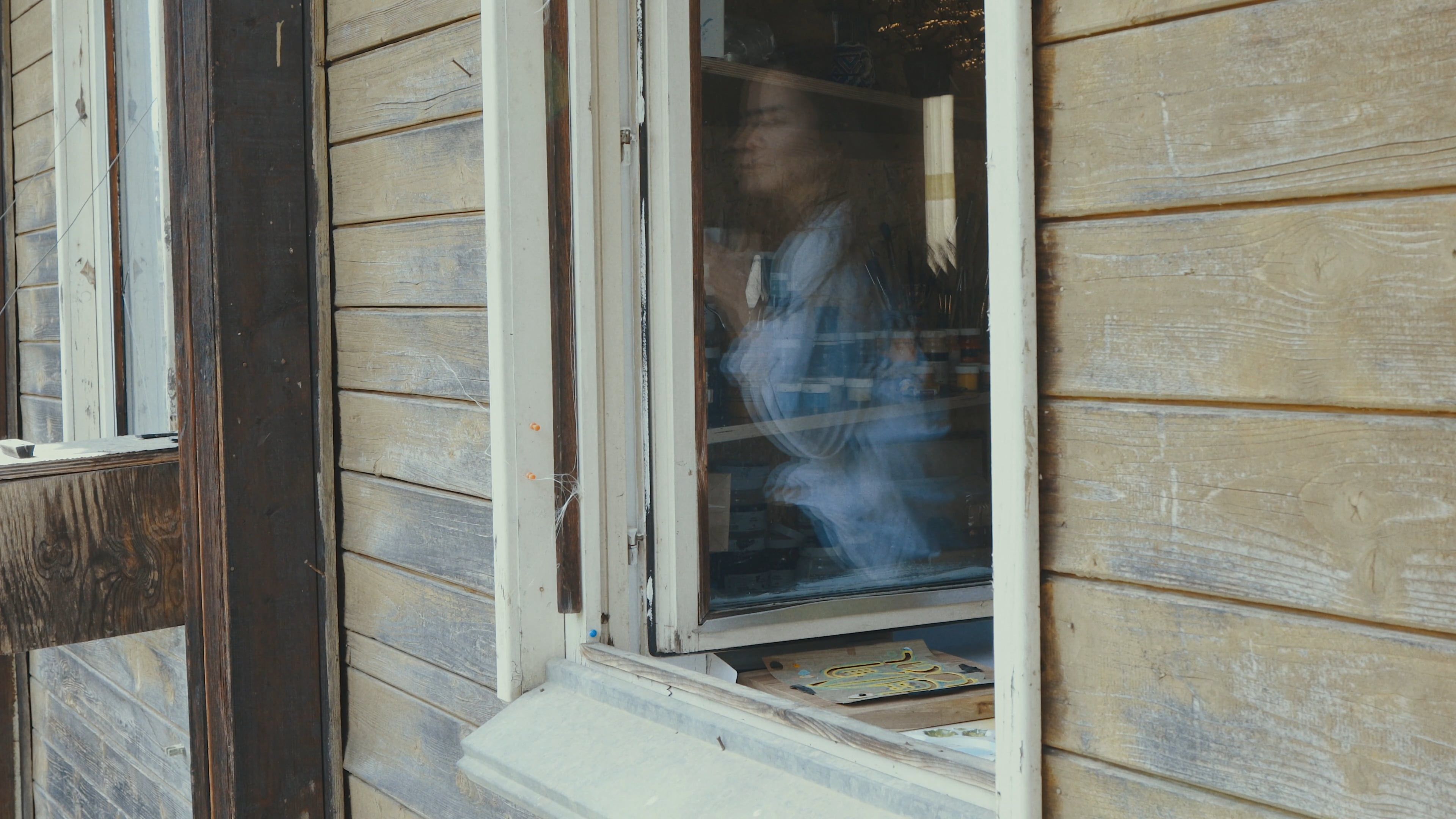 Reflection of a Woman Drinking by the Window Free Stock Video Footage ...