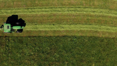 A Farmer using a Tractor on Harvesting Crops