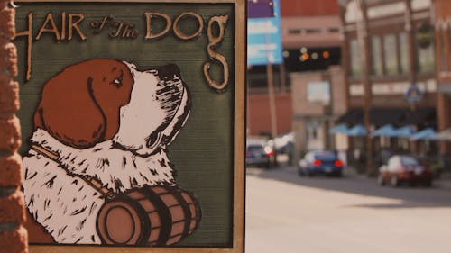 A Close-up Shot of a Signage with Dog Logo