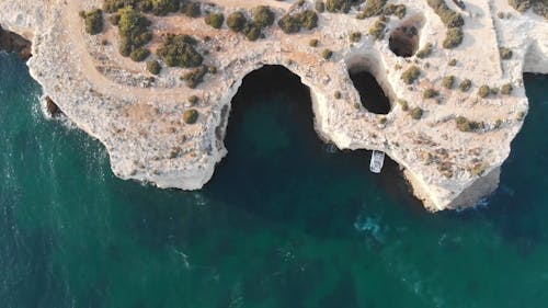 A Drone Shot Above the Coastal Cliff