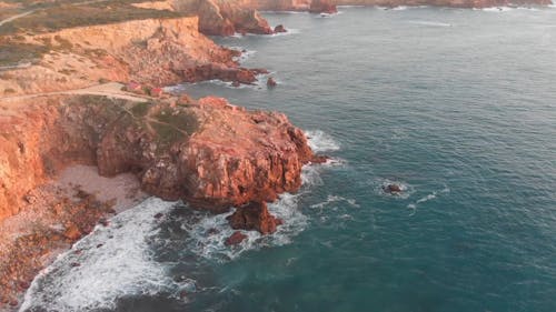 A Drone Shot Over a Coastal Cliff