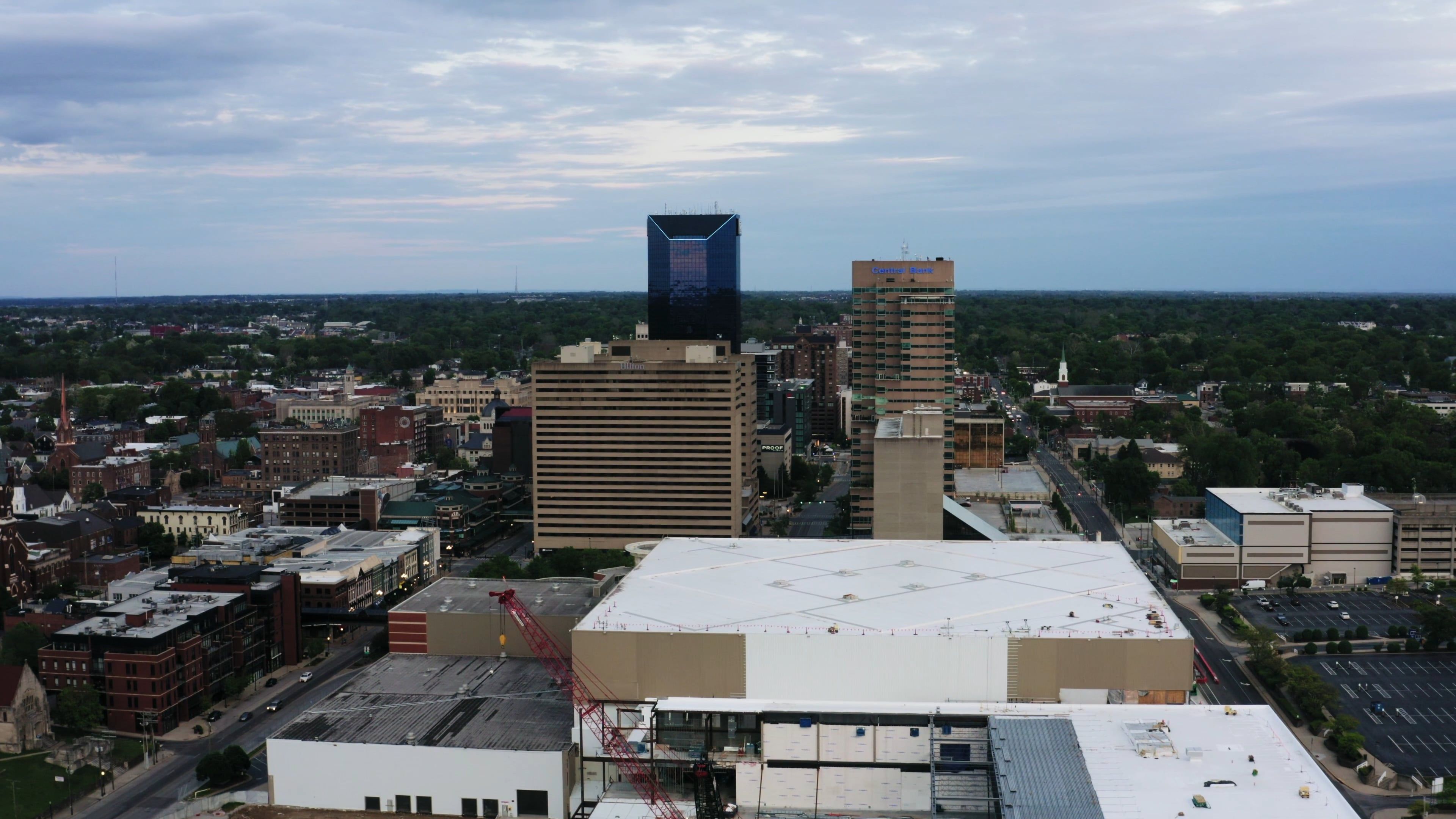 A Drone Shot Passing Through Buildings Free Stock Video Footage ...