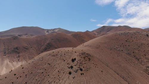 Drone Footage of Brown Mountains Under Blue Sky