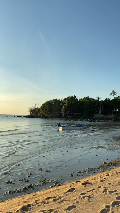 A Man Walking Along The Seashore