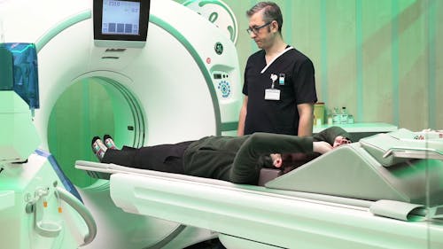 A Doctor Using CT Scan