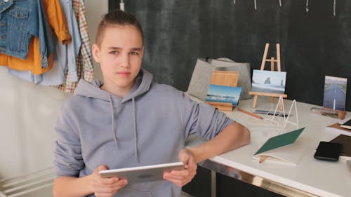 Boy Holding His Ipad